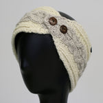 Infrared Knit Lined Wool Two-Tone Headband with Buttons