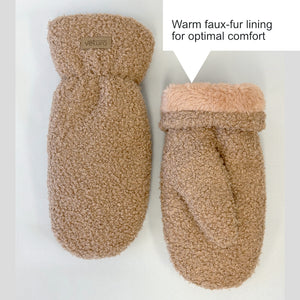 Ladies Boucle Mittens Warm Faux-Lining Details