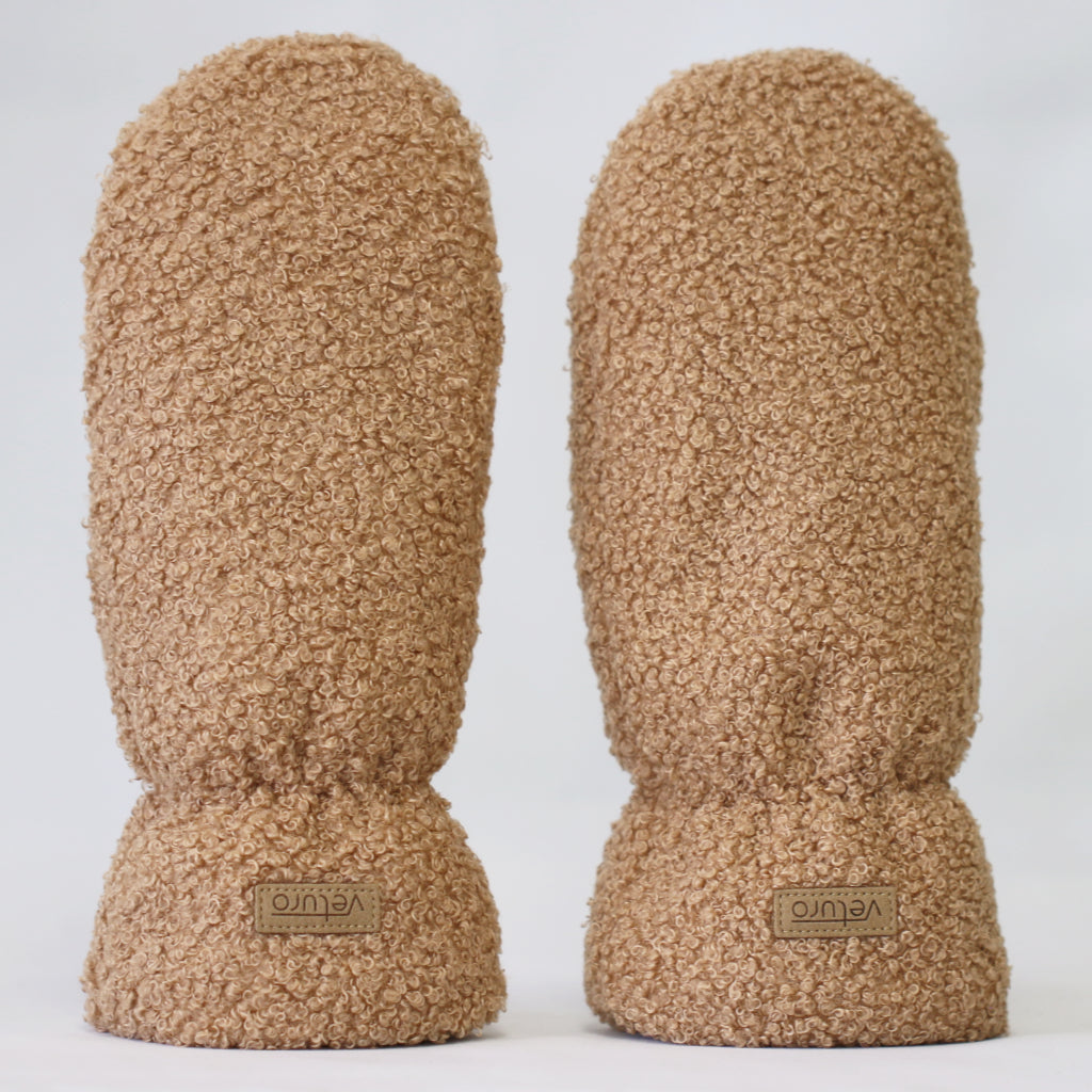 Women's Bouclé Mittens Khaki