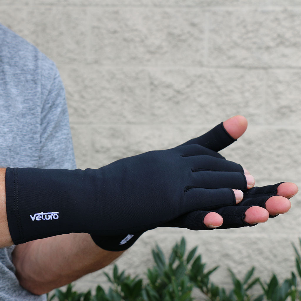 Infrared Compression Open Finger Gloves Grip Arthritis and Cold Hands Gloves for Therapy by Veturo