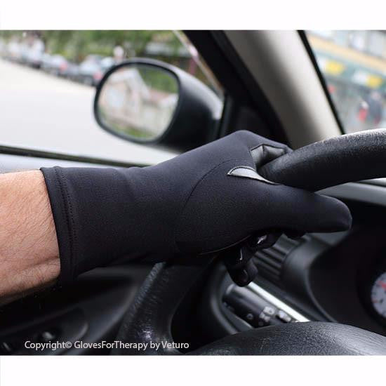 Infrared Driving Gloves Black Vegan Leather Grip