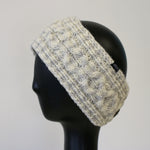 Infrared Knit Lined Wool Headband with Buttons Cable Pattern