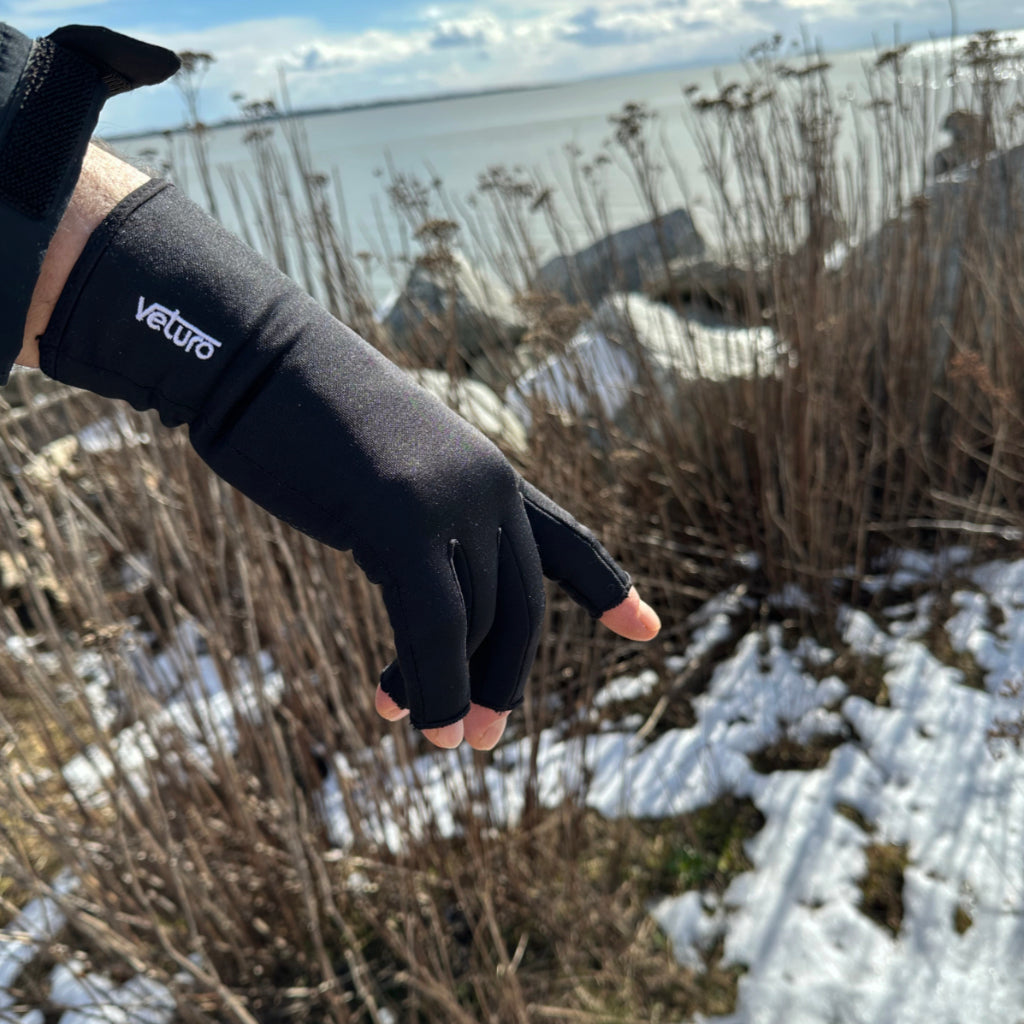 Infrared Fleece Open Finger Gloves Palm Grip Raynaud’s Syndrome Gloves for Therapy by Veturo