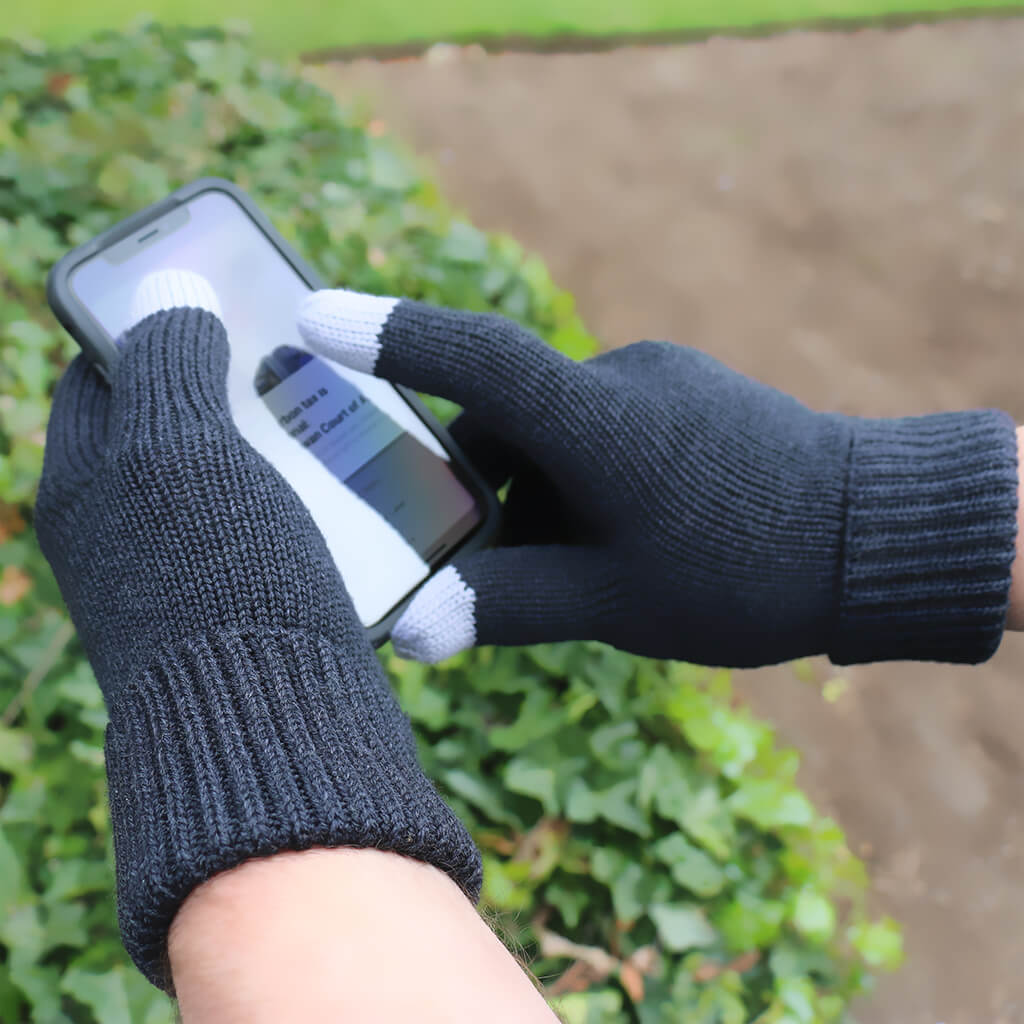 Men's Merino Wool Gloves Touchscreen - 100% Pure Wool Keep Hands