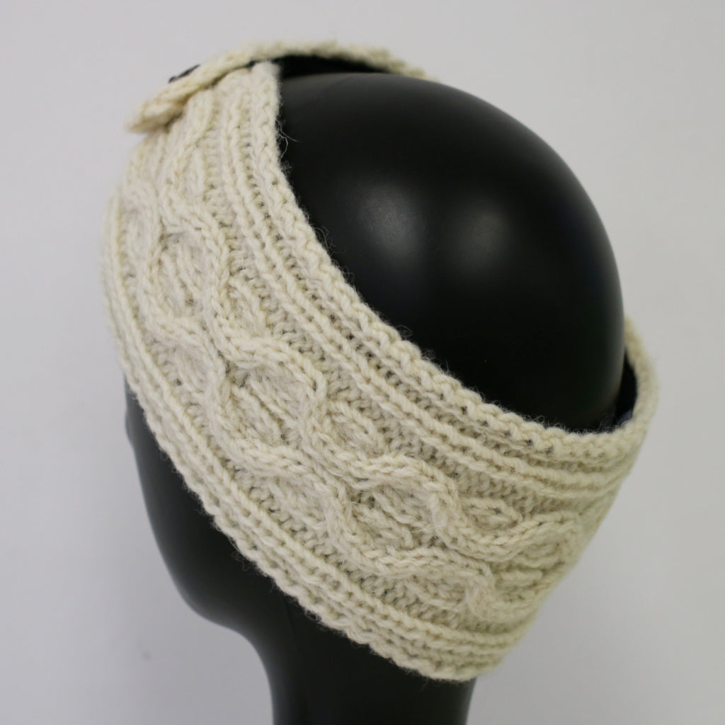 White Wool Headband with Infrared Soft Knit Lining